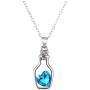 KEPKGO Love Heart Crystal Pendant Necklace with Unique Bottle Shape Valentines Day Jewelry Gifts for Womens Girls