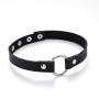 Zoestar Black Leather Choker Necklaces Circle Adjustable Collar Necklace Jewelry for Women (Black)