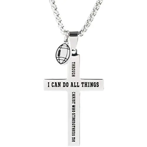 Palterwear Sport Necklace for Boys and Teens - Stainless Steel Pendant with Ball Charm and Inspirational Text (American Football) Palterwear Sport Necklace for Boys and Teens - Stainless Steel Pendant with Ball Charm and Inspirational Text (American Football)