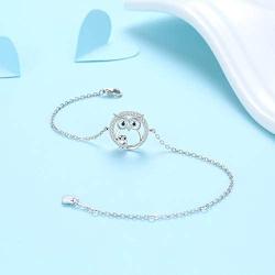 YZSFMZGE Owl Bracelet for Women 925 Sterling Silver Adjustable Bracelet