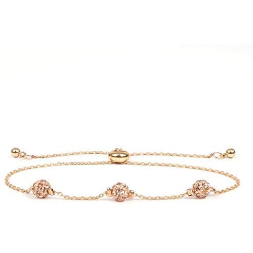 Dainty Gold CZ Bracelet 14K Gold Plated Chain Sparkly Cute Cubic Zirconia Beads Adjustable Bracelets for Women Girls