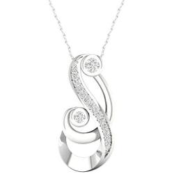 IGI Certified 1/6Ct TDW Diamond Sterling Silver Two Stone Pendant Necklace For Women.