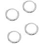 2 Pair Set Sterling Silver Diamond-Cut Tiny Small Endless Thin Round Unisex Hoop Earrings for Men Women Choose Size & Color