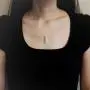 Sterling Silver Plain Vertical Bar Pendant Necklace w/Chain Sterling Silver Plain Vertical Bar Pendant Necklace w/Chain