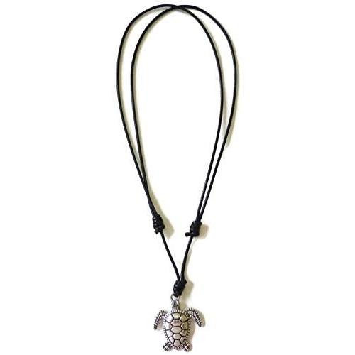 Moose546 Sea Turtle Lucky Pendant with Black Adjustable Cord Necklace for Boho Unisex Jewelry DCN-033