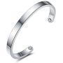 Kainier Cuff Bracelets Stainless Steel Bangle Bracelets for Women Men Engraved Mantra Never give up Adjustable Inspirational Jewelry Birthday Gifts (Silver)