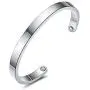 Kainier Cuff Bracelets Stainless Steel Bangle Bracelets for Women Men Engraved Mantra Never give up Adjustable Inspirational Jewelry Birthday Gifts (Silver)