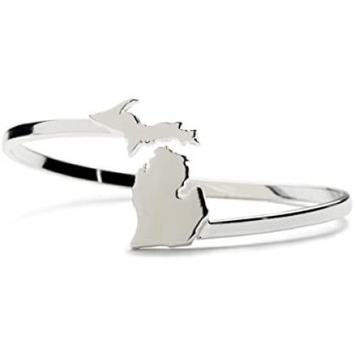 Stone Armory State of Michigan Bracelet Bangle | Michigan Map Bangle Bracelet | Michigan Gifts | Michigan Jewelry | Silver Plated