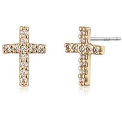 LOYATA Cross Earrings Gold 14K Gold Filled Dainty Small Simple Hypoallergenic Jewelry Gift for Women