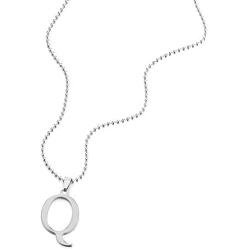 COOLSTEELANDBEYOND Womens Mens Large Steel Name Initial Alphabet Letter A-Z Pendant Necklace, 23.6 inches Ball Chain