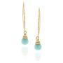 Women’s 14k Gold Filled Hand Wrapped Amazonite Gemstone Long Wire Threader Earrings