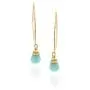 Women’s 14k Gold Filled Hand Wrapped Amazonite Gemstone Long Wire Threader Earrings
