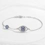 Kaletine Blue Evil Eyes Link Bracelet Sterling Silver 925 Cubic Zirconia Chain Adjustable 6.7'' 7'' 7.5''