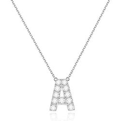 Jewlpire Initial Necklaces Letter Necklaces for Women Girl 925 Sterling Silver Necklace Cubic Zirconia Hypoallergenic Simulated Diamond Personalized Dainty-S