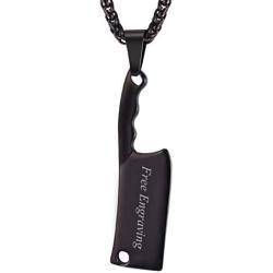 U7 Men Personalized Necklace Stainless Steel Chain & Kitchen Knife Pendant Punk Hip Hop Style