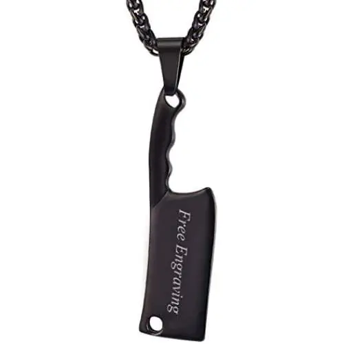 U7 Men Personalized Necklace Stainless Steel Chain & Kitchen Knife Pendant Punk Hip Hop Style