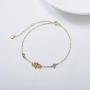 Rikelus 14K Real Yellow Gold Crown Bracelet with Sea Blue 5A Cubic Zircon,Romantic Jewelry for Women Girls Gift for Christmas Birthday,Chain Length 7 + 2 Extension