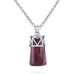 Natural Healing Crystal Stone Pendant Necklace Cylindrical Reiki Energy Gemstone Balance Chakra Womens Jewelry Gift Belt Stainless Steel Chain