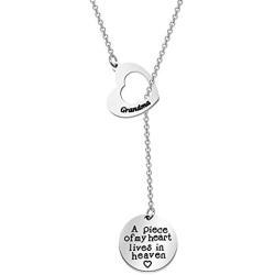 FAADBUK in Memory of Loved Dad Mom Grandpa Grandma Necklace A Piece of My Heart Lives in Heaven Jewelry Lariat Y Necklace Sympathy Loss Gift