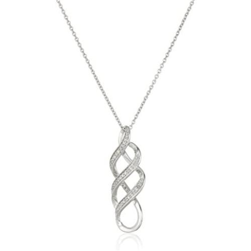 Sterling Silver Diamond Twist Pendant Necklace (1/10 cttw), 18''