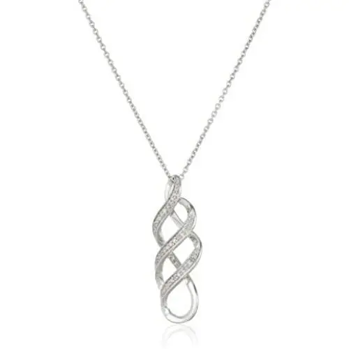 Sterling Silver Diamond Twist Pendant Necklace (1/10 cttw), 18'' Sterling Silver Diamond Twist Pendant Necklace (1/10 cttw), 18''