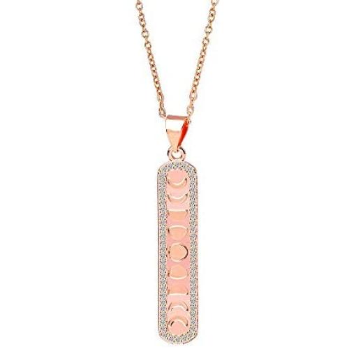 KUIYAI Moon Phase Pendant Necklace with Rhinestone Astronomy Lunar Necklace Crescent Moon Jewelry