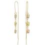 Delicate Three Colorful Pastel Crystal Pink Green Multi Color Dangle Long Chain Butterfly Threader Earrings For Women Teens Stabilizing U Wire 18K Gold Plated