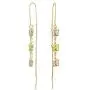 Delicate Three Colorful Pastel Crystal Pink Green Multi Color Dangle Long Chain Butterfly Threader Earrings For Women Teens Stabilizing U Wire 18K Gold Plated