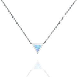 PAVOI 14K Gold Plated Triangle Created Opal Necklace | Opal Necklaces for Women