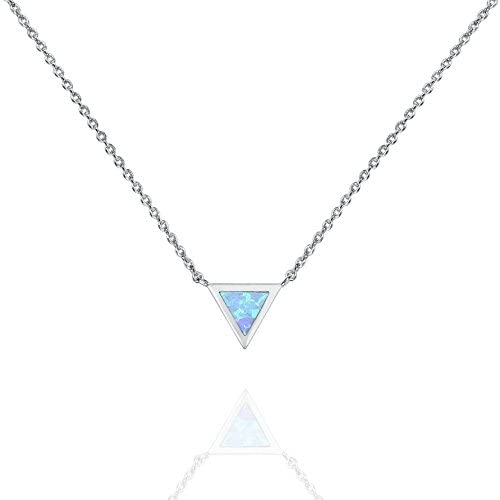 PAVOI 14K Gold Plated Triangle Created Opal Necklace | Opal Necklaces for Women