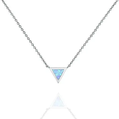 PAVOI 14K Gold Plated Triangle Created Opal Necklace | Opal Necklaces for Women