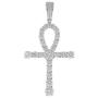Mens 4mm Real Solid 925 Sterling Silver Tennis Chain Iced Out Tennis Necklace & Bling Cubic Zirconia Egyptian ANKH Cross Pendant