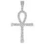 Mens 4mm Real Solid 925 Sterling Silver Tennis Chain Iced Out Tennis Necklace & Bling Cubic Zirconia Egyptian ANKH Cross Pendant