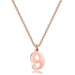 ENSIANTH Lucky Number Necklace Stainless Steel Pendant Necklace Birthday Gift Rose Gold Necklace Number 0-9