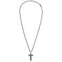 Steve Madden Mens Two-Tone Fancy Cross Necklace on 26'' Box Chain in Rose Gold IP and Gunmetal IP Plated Stainless Steel, Rose Gold-Tone/Gunmetal-Tone, 26