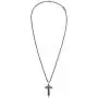 Steve Madden Mens Two-Tone Fancy Cross Necklace on 26'' Box Chain in Rose Gold IP and Gunmetal IP Plated Stainless Steel, Rose Gold-Tone/Gunmetal-Tone, 26