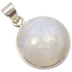 SilverStarJewel 925 Pure Sterling Silver Real Blue Rainbow Moonstone Pendant 1.1'' 5.6 Grams
