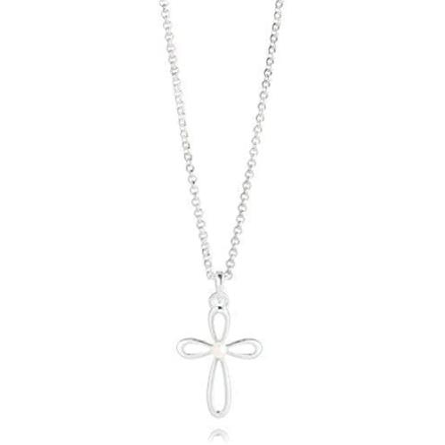 Molly Brown London Sterling Silver First Holy Communion Freshwater Pearl Cross Girls Necklace - Ideal Baptism Gift
