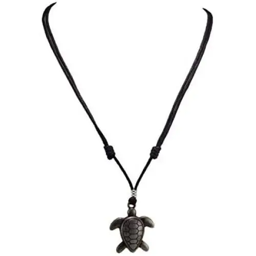 BlueRica Sea Turtle Pendant on Adjustable Black Rope Cord Necklace BlueRica Sea Turtle Pendant on Adjustable Black Rope Cord Necklace