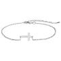 CHESKY 14K Gold/Silver Plated Sideways Cross Link Chain Bracelet Tiny Faith Chain Bracelet Handmade Adjustable Charm Bracelet for Women Jewelry