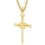 E-EmerMarking Hip Hop Iced Out Bling Cross Pendant Necklace for Men Stainless Steel Chains, 18K Gold & Silver Plated Simulated Diamond Pendants Chain Religious Christian Fashion Accessories Jewelry