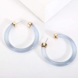 LEGITTA Transparent Color Lucite Resin Hoop Earrings Acetate Statement Drop Earrings