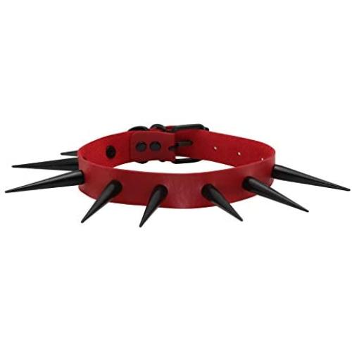 JJDreams Goth Choker Jewelry Cool Collar Long Spike Vintage PU Leather Necklace for Women Men