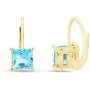 Princess Cut Simulated Aquamarine Lever Back Drop Earrings in 14k Gold Over Sterling Silver (2 cttw) Princess Cut Simulated Aquamarine Lever Back Drop Earrings in 14k Gold Over Sterling Silver (2 cttw)