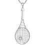 YL Tennis Racket Necklace 925 Sterling Silver Racquet Pendant Cubic Zirconia Jewelry with 18'' Box Chain, CZ Ball/Love Sports YL Tennis Racket Necklace 925 Sterling Silver Racquet Pendant Cubic Zirconia Jewelry with 18'' Box Chain, CZ Ball/Love Sports