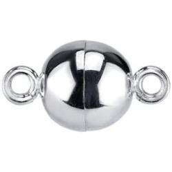 THE PEARL SOURCE Sterling Silver AAA Quality Round White Freshwater Cultured Pearl Magnetic Clasp Bracelet for Women
