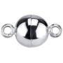 THE PEARL SOURCE Sterling Silver AAA Quality Round White Freshwater Cultured Pearl Magnetic Clasp Bracelet for Women