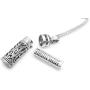Mezuzah 925 Sterling Silver Hamsa Hand Blessing Necklace With Glass Scroll Inside of Pendant on Long Rolo Chain Designed for Men, Women, Boys, Girls Judaic Jewelry