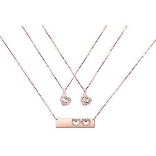 Daughter Gifts Mother Daughter Necklace Cubic Zirconia Love Pendant Necklace Mothers Day Gift