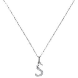 MONOZO Initial Necklace for Women Girls, 14K White Gold Plated Dainty Necklace with Initials, Letter Cubic Zirconia Monogram Small Initial Necklace Gifts for Women Teen Girls BFF Friendship